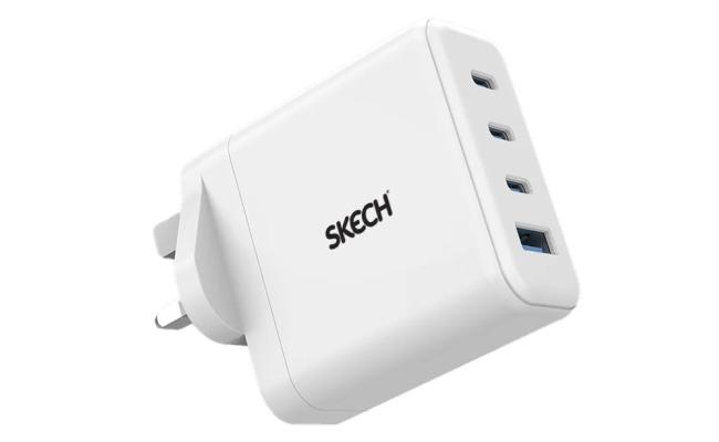 Skech Power Delivery 4 Port GaN Wall Charger 100w PD Power Charger 3X Type-C Port + USB-A – white